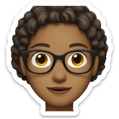 a girl with short dark brown hair and brown eyes and glasses sticker