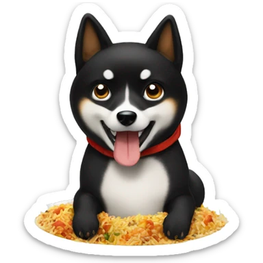 Black shibainu-eating-biriyani sticker