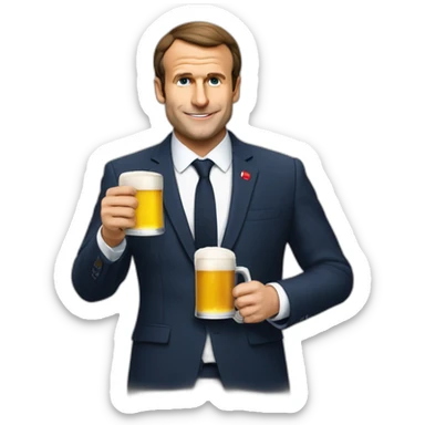Macron qui boit une bière sticker