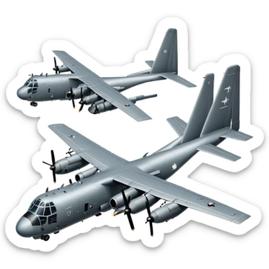 AC-130 gunship military aircraft with visible cannons and weapons flying in the sky sticker