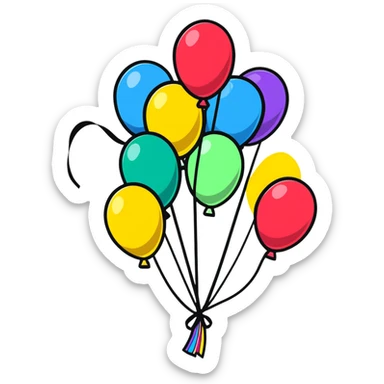 Happy celebration with balloons and streamers sticker