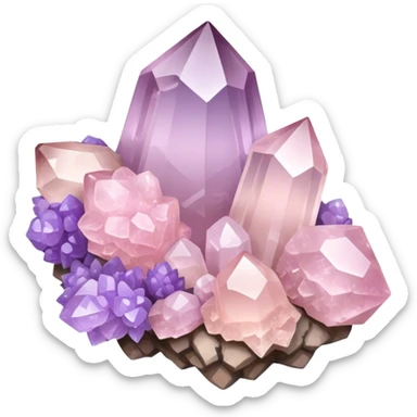 Light pink and lavender ombré quartz cluster  sticker