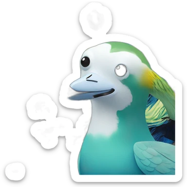 Vangogh starry night combined with seagul and aquamarine color sticker