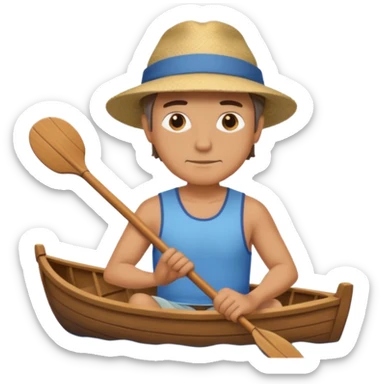 man rowing boat sticker
