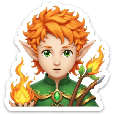 Orange Haired Elf, Archer elf with flaming orange curls sticker
