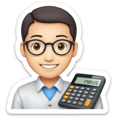 Calculator character with Chinese letters for Yi-Cheng Chen sticker