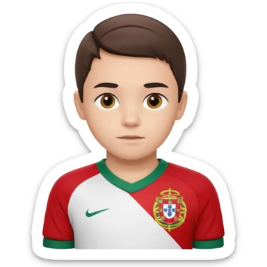 Une enfant qui a le coupe sur le coter et qui a le maillot du portugal sticker