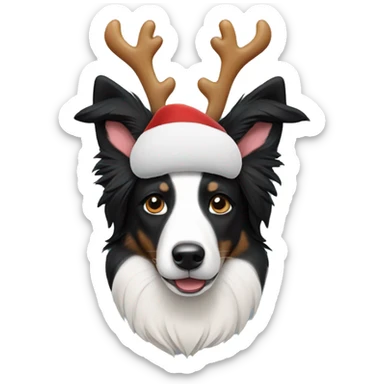 Border collie with reindeer ears  sticker