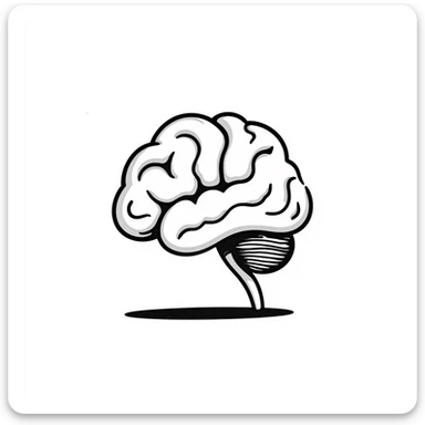 hand-drawn doodle of a brain, black lines, minimal detail sticker