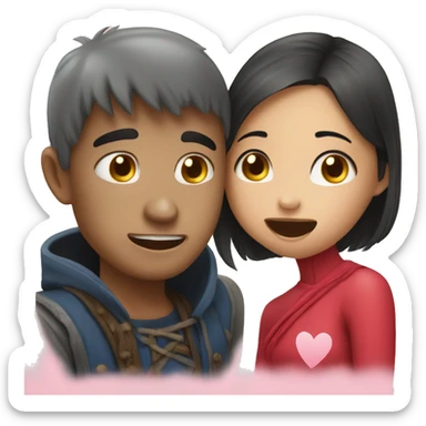 Shriek and Thai girl in love with heart sticker