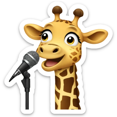 Giraffe singing into microphone  sticker