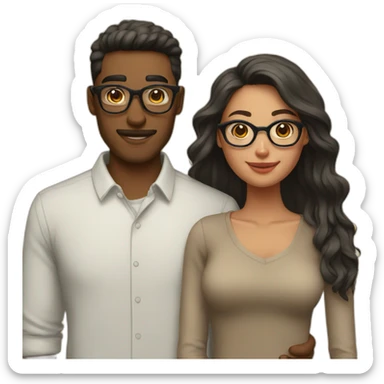 boyfriend and girlfriend with glasses on sticker
