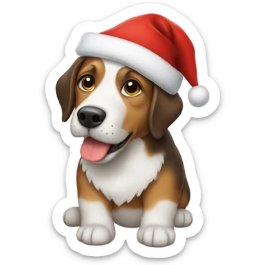 Dog wearing a Santa hat sticker