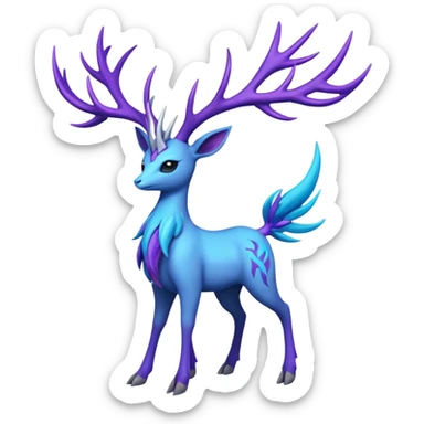 Pokemon legendary cian and purple  xerneas sticker