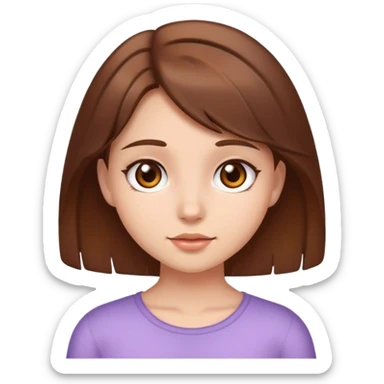 cute girl with brown hair, brown eyes and fair skin sticker