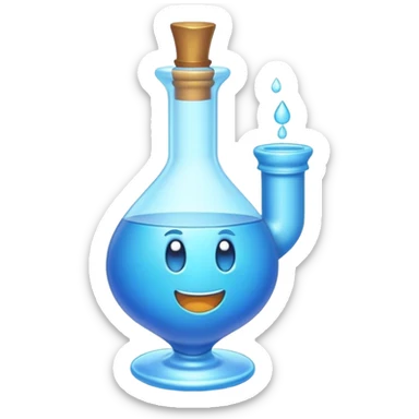 Clash of Clans aesthetic: Cinematic Playful Pixel 3D blue mana Potion Emoji, rendered in a 3D vector-style similar to standard emojis with minimal shading and bold, simplified shapes. A compact, distinct form with signature details, softly glowing with a pixelated adventure charm. Simplified yet unmistakably iconic, highly detailed and consistent, glowing with a soft radiance and high shine. Stylized with a touch of classic pixel-art charm and a soft glowing outline, capturing the essence of a beloved gaming relic with a friendly, playful manner! sticker