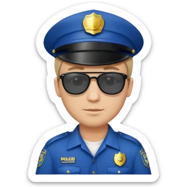 man police with hair style and hats and sun glasses sticker