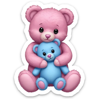 Pink bear hugging a blue bear sticker