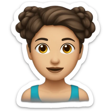 Mujer fitness, cabello marrón oscuro, tez blanca sticker