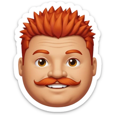 fat spiky haired happy man, red haired and mustache sticker