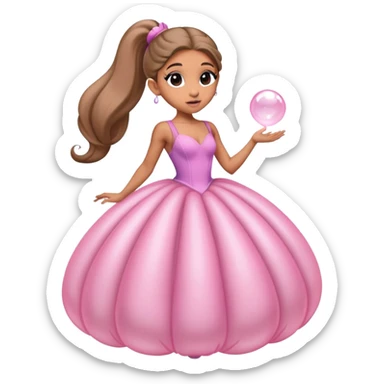Ariana grande rehearsing for wicked in a pink bubble gown  sticker