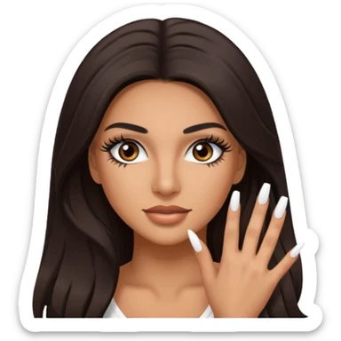 Baddie Latina emoji with fake lashes and white nails sticker