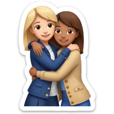 Two girl hugging each other near effel tower  sticker