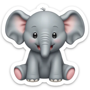 Cinematic Cute Yawning Baby Elephant Portrait Emoji, Head tilted slightly with a dramatic, wide-open yawn, showcasing a soft, downy gray hide with oversized drooping ears, round eyes barely open in drowsy contentment, Simplified yet irresistibly adorable features, highly detailed, glowing with a soft, cozy glow, high shine, relaxed yet expressive, stylized with a touch of gentle whimsy, bright and endearing, soft glowing outline, capturing the essence of a sleepy yet affectionate baby elephant, so drowsy it feels like it could stretch out of the screen and curl up for a nap! sticker