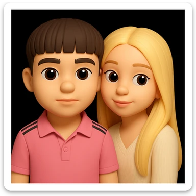 Combine both people from the provided images into one high quality 3D emoji style composition, keeping the 3D emoji style and realistic details. Place them together harmoniously in a single composition. The style should resemble microsoft style 3d fluent emojis with realistic details. sticker