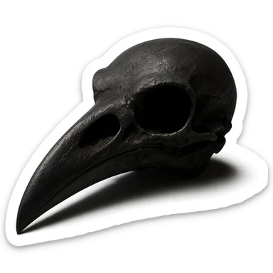 realistic goth black crow skull, highly detailed sticker