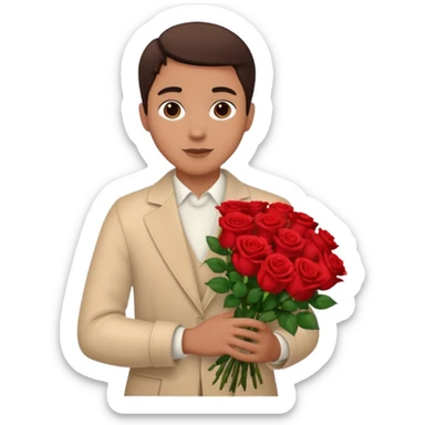 roses boquet in one hand held boquet sticker