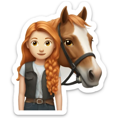 Ginger girl with a horse  sticker