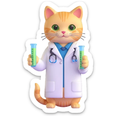 cat scientist holding a test tube sticker