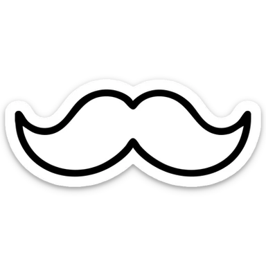 manly mustache, thick and bold, icon style, bold outline sticker
