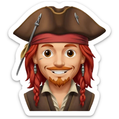 Jack Sparrow with red hair, smiling sticker