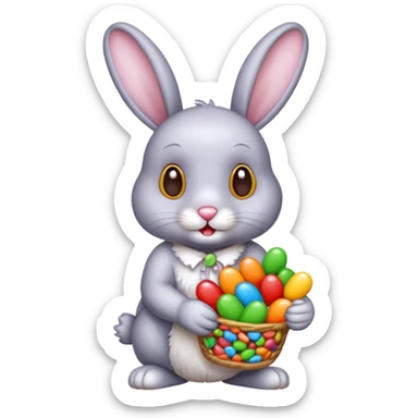 rabbit with candies sticker