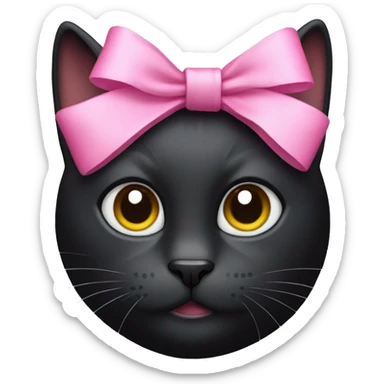 black cat with a pink bow on his head sticker