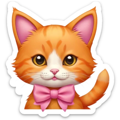 orange kitten with a pink bow very cute sticker