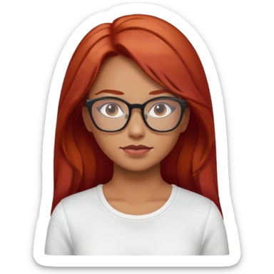 rizada peli roja tono fuerte , trigueña , con lentes y top blanco pelo largo  sticker