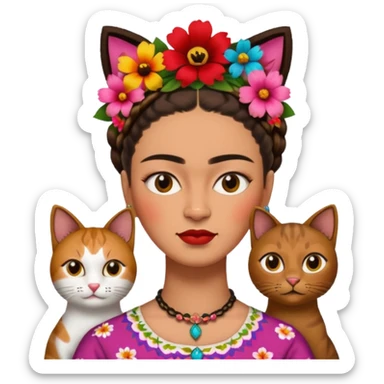 Frida Kahlo with cat sticker