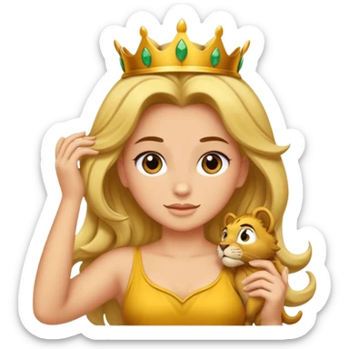 Gata masajeando el pelo de un león sticker