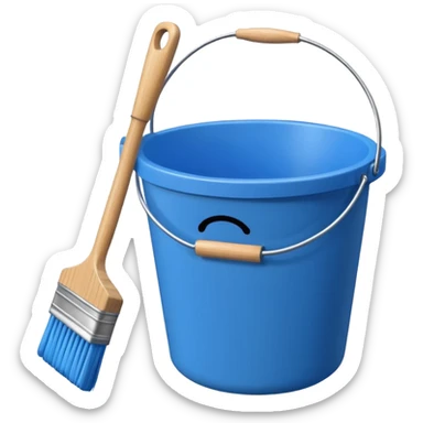 Bucket and brush for cleaning sticker