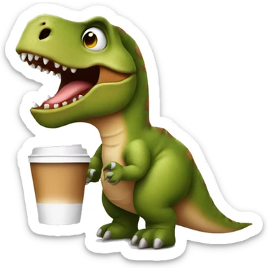 A dinosaur with coffee sticker