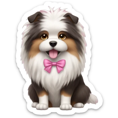 fluffy with dog with a pink bow sticker