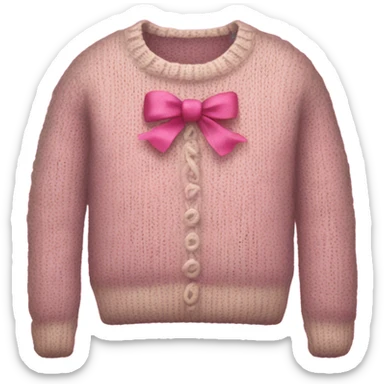 Knit sweater with pink bow glitter design sticker