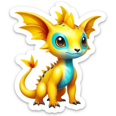 Exotic tropical shiny rare epic cute Fakémon-creature, full body, with random markings sticker