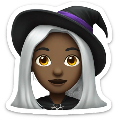 Black Witch girl with skull hat sticker