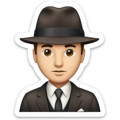mafia man in suit with fedora hat sticker