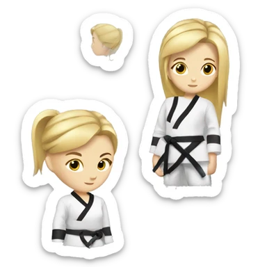 taekwondo girl with black belt  blonde hair and boe staf sticker