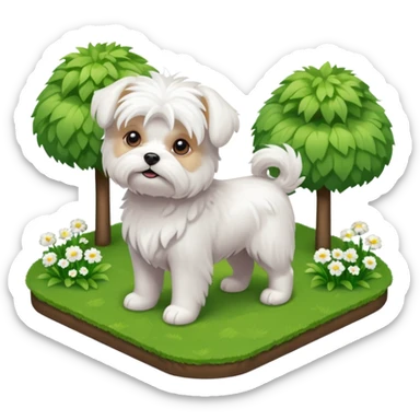 Maltese dog in a garden isometric sticker